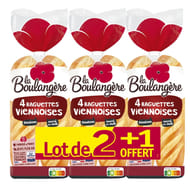 La Boulangère 4 baguettes viennoises lot 2+1 offert 1020g
