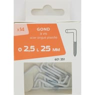 Tréfilaction gond à vis plastifie 2.5x25mm x14 pièces