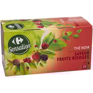 Carrefour sensation thé noir saveur fruits rouges 25 sachets x 1.7g