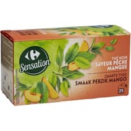 Carrefour sensation thé noir saveur pêche mangue 25 sachets - 45g
