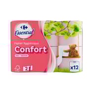 Carrefour essential papier toilette confort rose 12 rouleaux