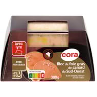Cora bloc de foie gras de canard du Sud-Ouest avec morceaux 300g + lyre