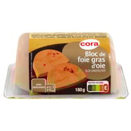 Cora bloc de foie gras d'oie avec morceaux barquette 180g