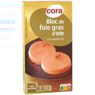 Cora bloc de foie gras d'oie avec morceaux 2x40g