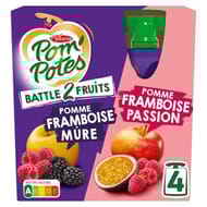 Pom'Potes compotes gourdes battle 2 fruits pomme framboise mûre 4x90g
