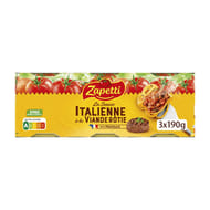 Zapetti sauce tomate italienne à la viande rôtie boeuf 100% francais - 3x 190g
