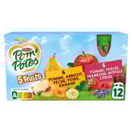 Pom'Potes compotes gourdes 5 fruits rouges et jaunes 12x90g