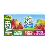 Pom'Potes compotes gourdes pomme, pomme fraise, pomme framboise 32x90g