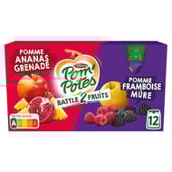 Pom'Potes compotes gourdes battle 2 fruits pomme ananas grenade 12x90g