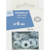 50 rondelles plates larges acier zingué diam 6mm