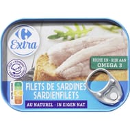 Carrefour extra filets de sardines au naturel 100g
