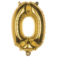 Ballon métallisé or chiffre 0 hauteur 36 cm