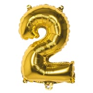 Ballon métallisé or chiffre 2 hauteur 36cm