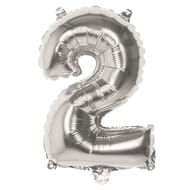Ballon alu argent 36cm chiffre 2