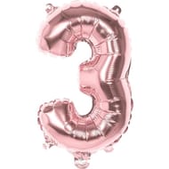 Ballon métallisé or rose 36cm chiffre 3