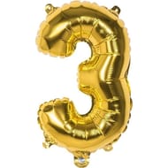 Ballon métallisé or chiffre 3 hauteur 36cm