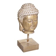 Tete bouddha dore sur socle 12x10xh23cm