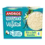 Andros gourmand & végétal riz au lait coco vanille de Madagascar 4x100g