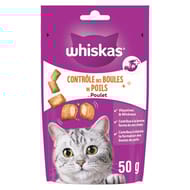 Whiskas contrôle des boules de poils friandises au poulet pour chat 50g