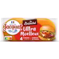 Jacquet 4 burgers le brioché ultra moelleux 250g