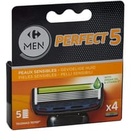 Carrefour men lames de rasoir homme perfect 5 peau sensible x4
