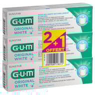 Gum original white dentifrice 3 x 75ml