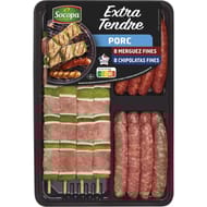 Plateau de porc extra tendre nature 8 merguez 8 chipolatas 700g Socopa