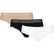 Lot de 3 slips ligne Trio Dentelle Coton Well NUDE/NOIR/BLANC 44/46