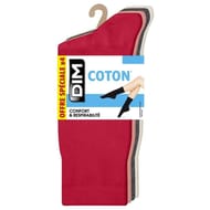 4 paires de mi chaussettes coton femme DIM IVOIRE/ANTH/RSECLAT/ROUGECHERI T39\42