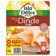 Isla Délice délice de dinde fumé 100% filet halal 8 tranches 240g
