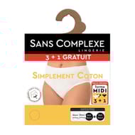 Lot de 3 slips + 1 offert ligne Simplement coton bio Sans Complexe NOIR X2 / BLANC X2 T52