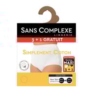 Lot de 3 culottes + 1 offerte ligne Simplement coton bio Sans Complexe NOIR X2 / BLANC X2 T48