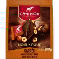 Côte d'or carrés noir noisettes entières 10x20-200g