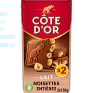 Côte d'or lait noisettes entières 2x180g