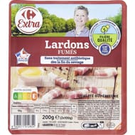 Carrefour extra lardons fumés 2x100g
