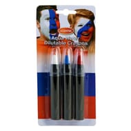 Lot de 3 crayons maquillage à base d'eau 2,8gr bleu blanc rouge