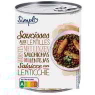 Carrefour simpl plat cuisiné saucisses aux lentilles 840g