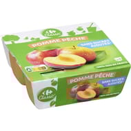 Carrefour classic compote pomme pêche sans sucres ajoutés 4x100g