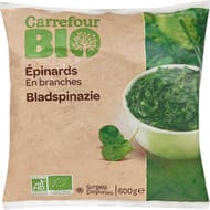 Carrefour bio épinards en branches bio 600g