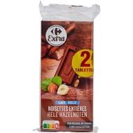 Carrefour extra tablette chocolat lait noisettes entières x2 - 400g