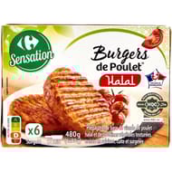 Carrefour sensation burgers de poulet halal 6x80g