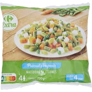Carrefour extra macédoine de légumes précuits vapeur 750g