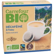 Carrefour bio café dosettes compatibles malongo décaféiné x16 104g