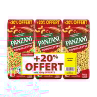 Panzani coquillettes 500gx3 + 20% offert 1800g