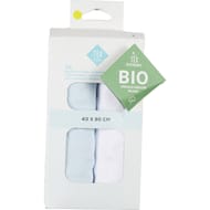 Lot de 2 draps housse unis bleu 40x80cm coton bio Tex