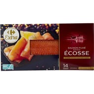 Carrefour extra saumon fumé élevé en Ecosse décongelé 14 tranches 500g