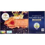 Carrefour extra saumon fumé élevé en Norvège 14 tranches 500g
