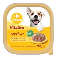 Carrefour companino terrine pour chien au poulet 300g