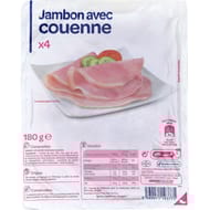 Simpl' jambon blanc avec couenne 4 tranches 180g