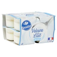 Carrefour sensation yaourt velours de lait nature 8x125g
